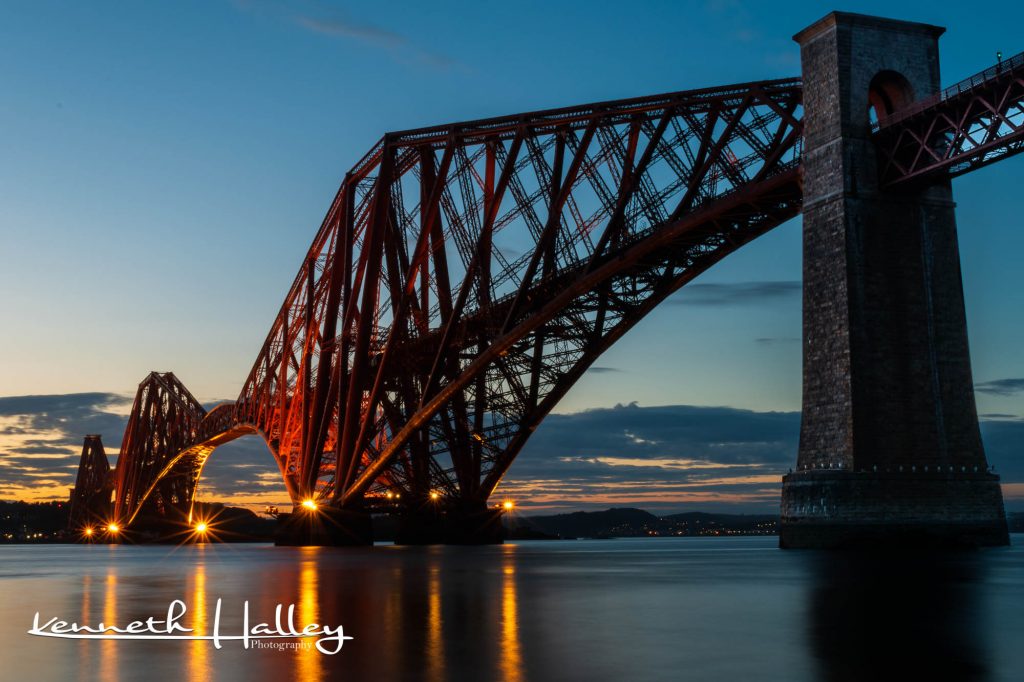 The Forth Bridge after dusk