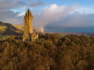 Wallace Monument and a rainbow